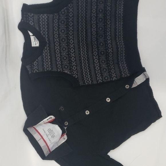 5/$30 CALVIN KLEIN button down collared shirt, Childrens Place Sweater V… - Picture 1 of 5